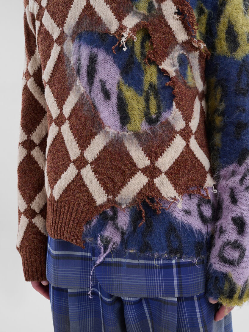MULTICOLOUR ARGYLE WOOL-MOHAIR TWO-IN-ONE JUMPER - 5