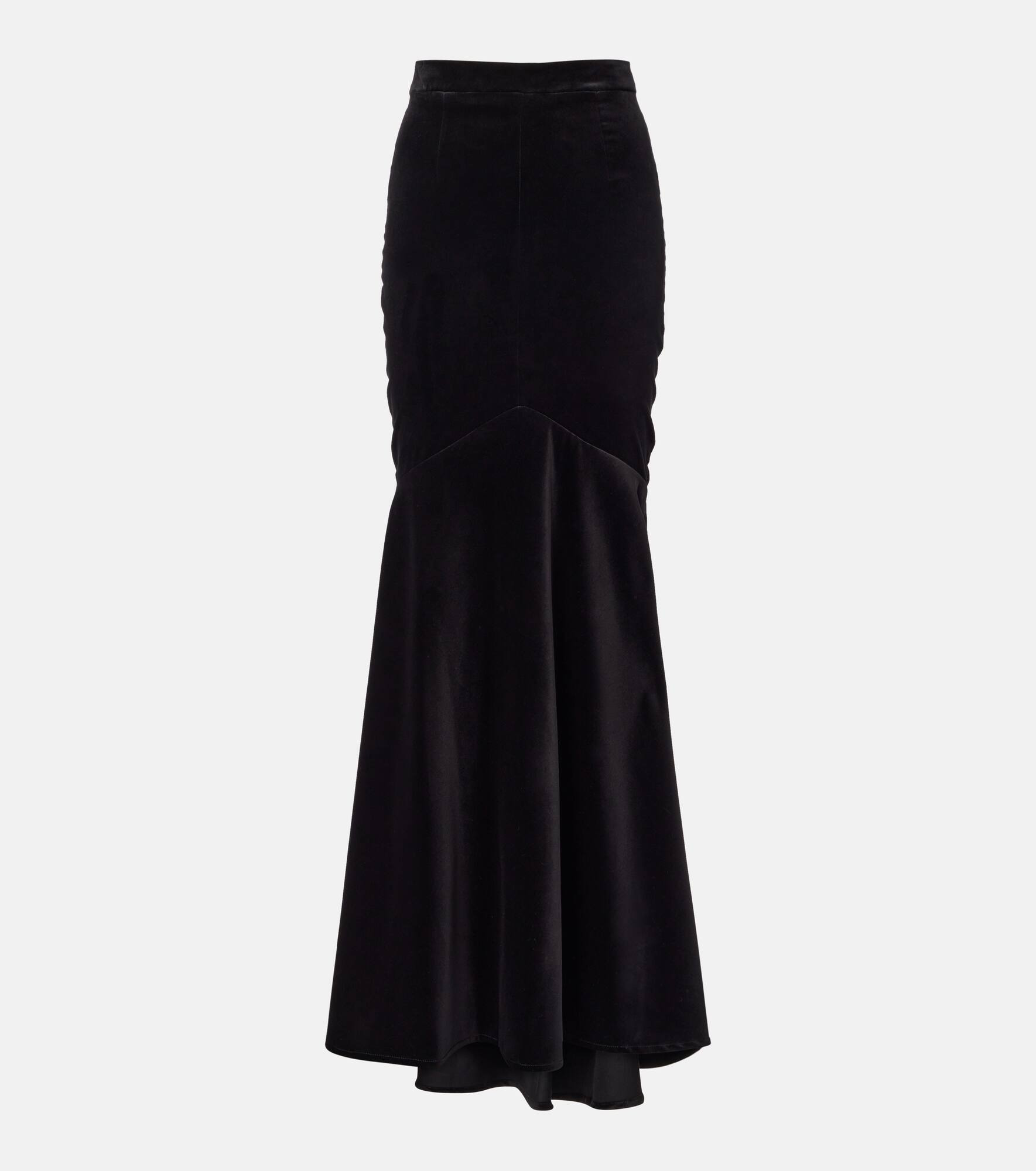 Cotton-blend velvet maxi skirt - 1
