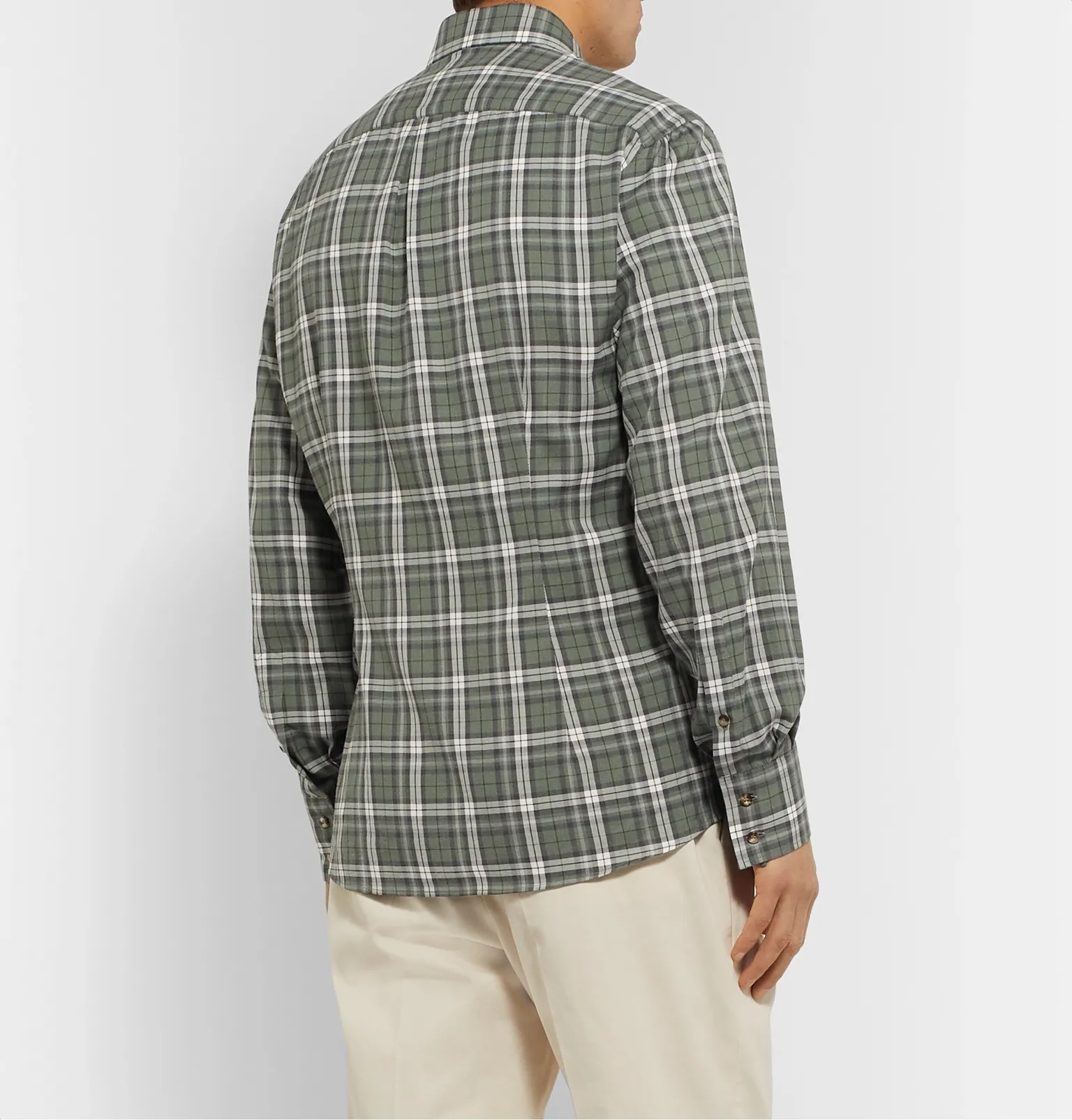 Button-Down Collar Checked Cotton-Twill Shirt - 5