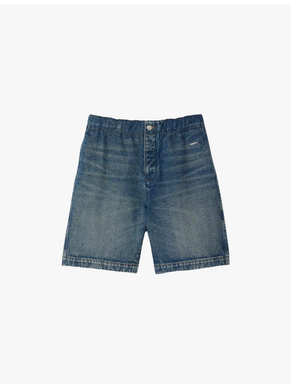 Elasticated-Waist Regular-Fit Denim Shorts - 1