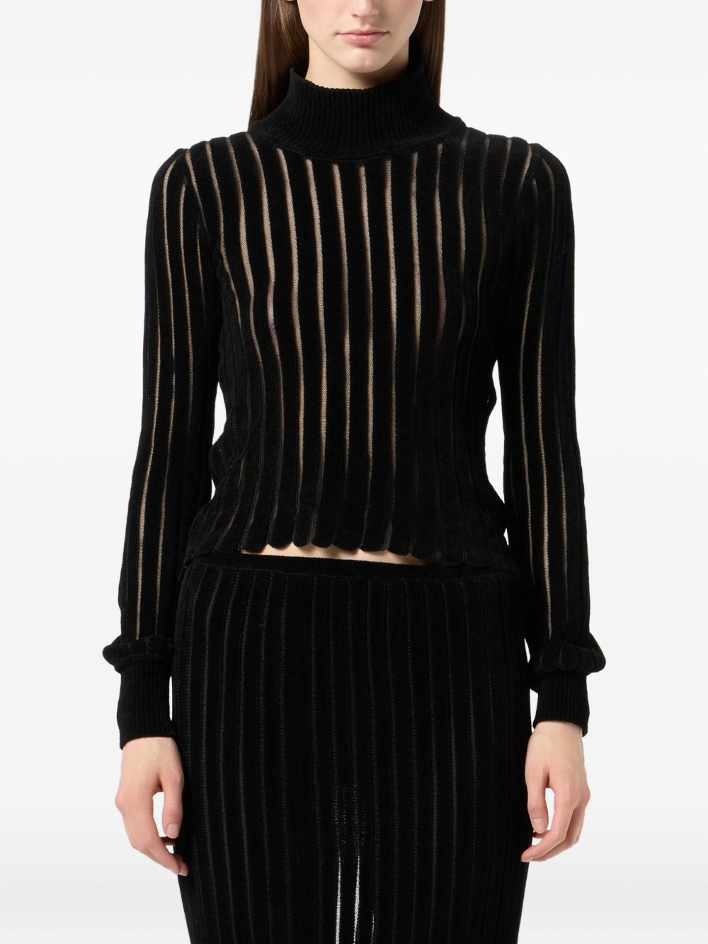 high-neck ribbed top - 3