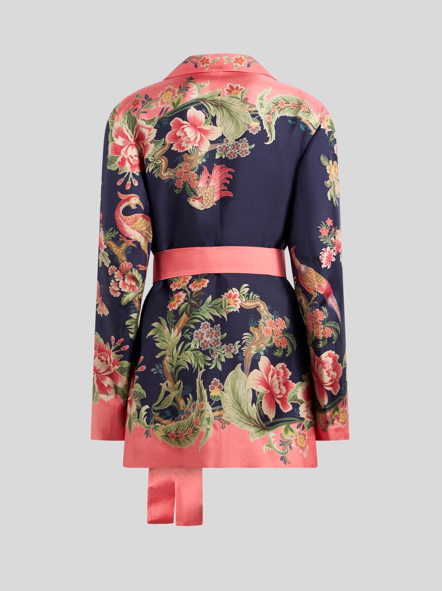 PRINTED SILK WRAPAROUND JACKET - 5