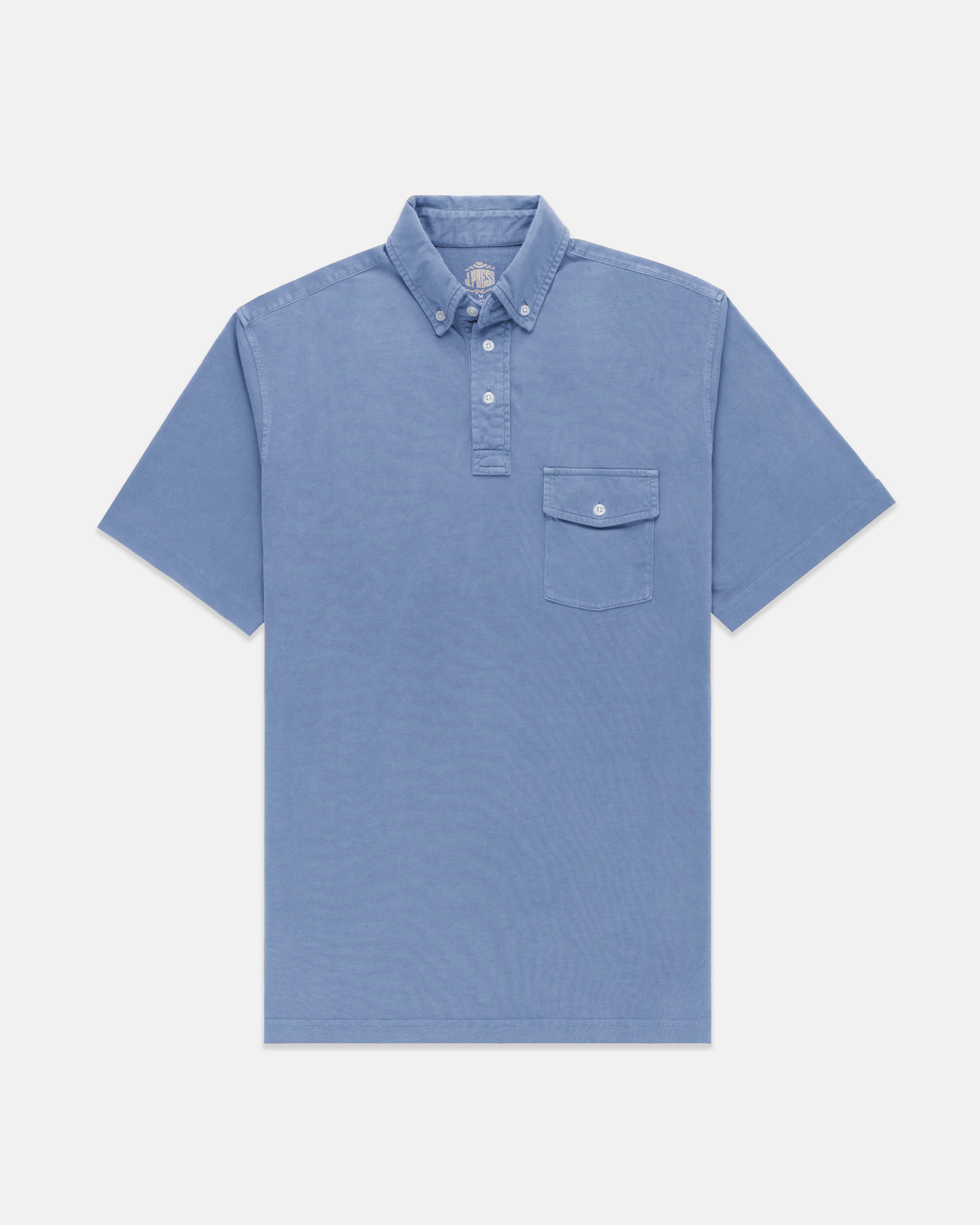 BLUE BUTTON DOWN COLLAR POLO SHIRT - 1