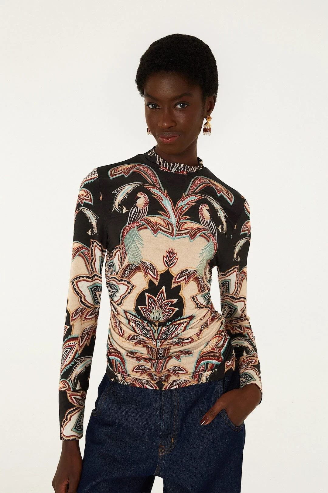 Tapestry Dream Long Sleeve Jersey Blouse - 1