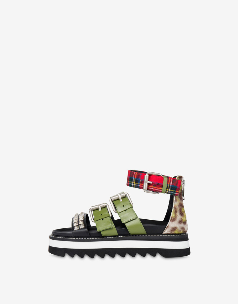 MILITARY PATCHWORK MULTI-STRAP SANDALS 2