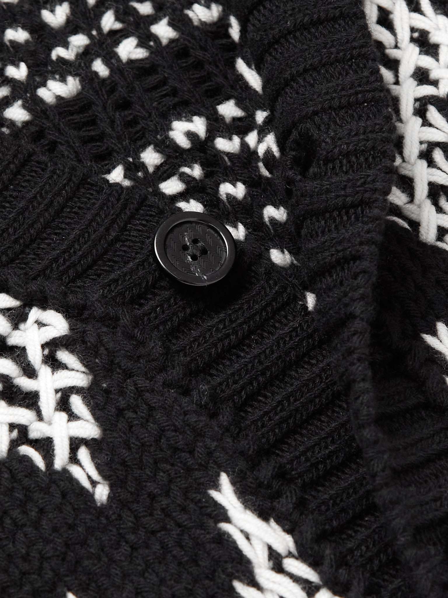 Logo-Appliquéd Crochet-Knit Wool Cardigan - 5