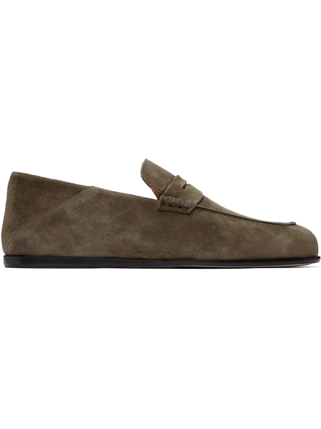 Khaki BECKHAM Edition Suede Penny Loafers - 1