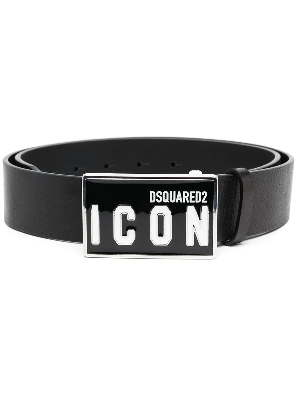 Icon-buckle leather belt - 1