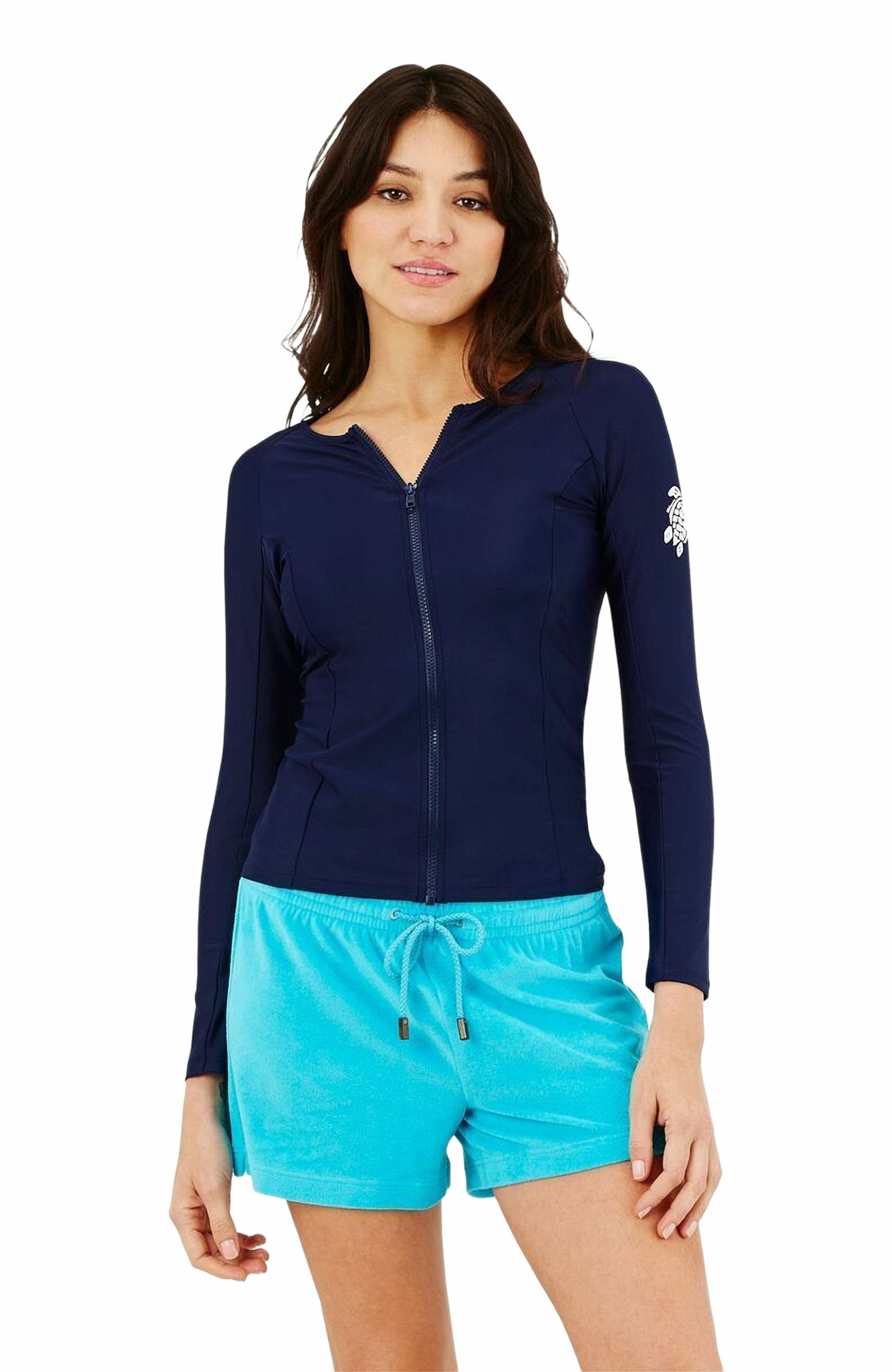 Vilebrequin Women's Solid Zipper Rashguard in Bleu Marine at Nordstrom - 3