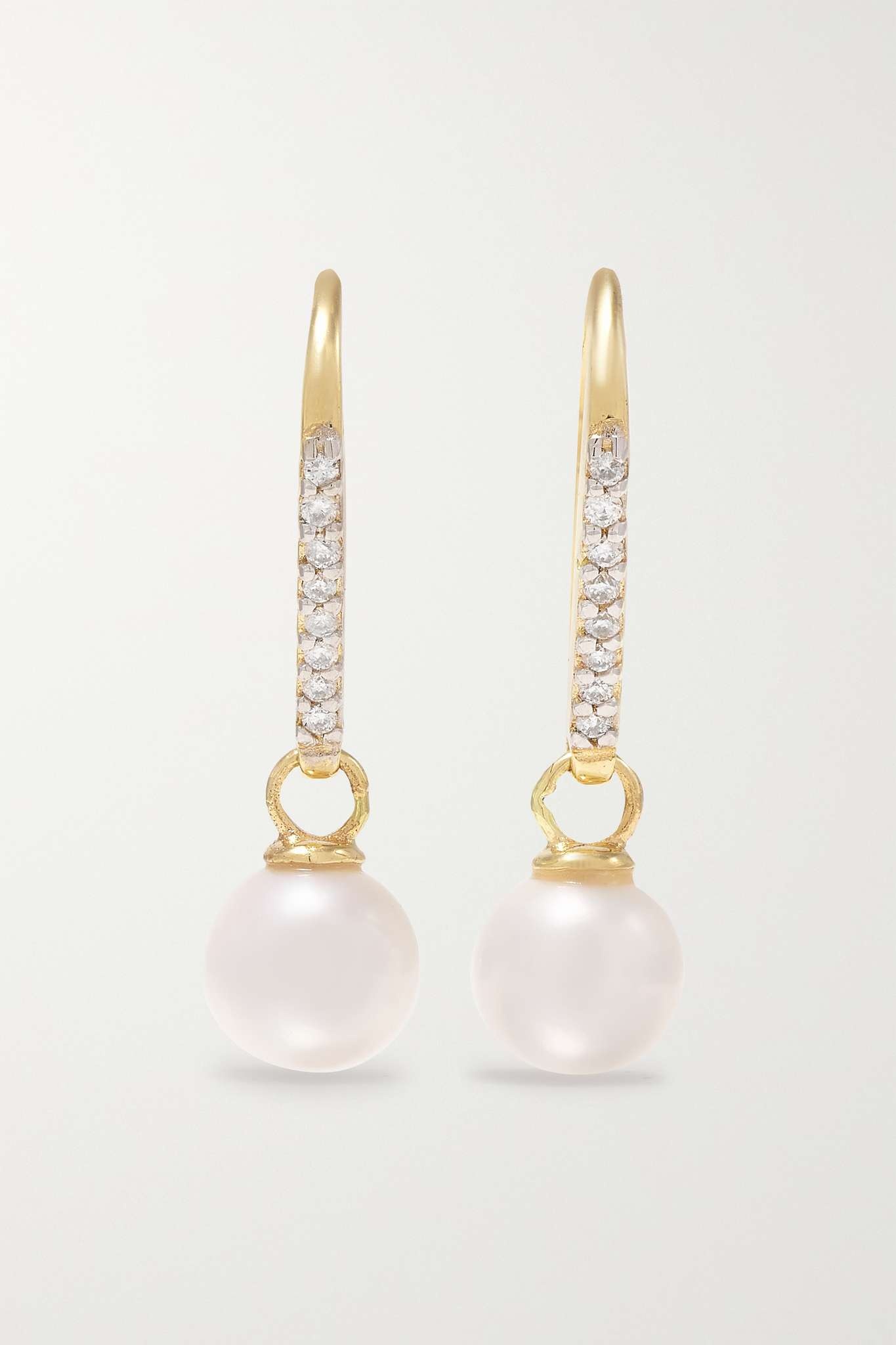 14-karat gold, pearl and diamond earrings - 1