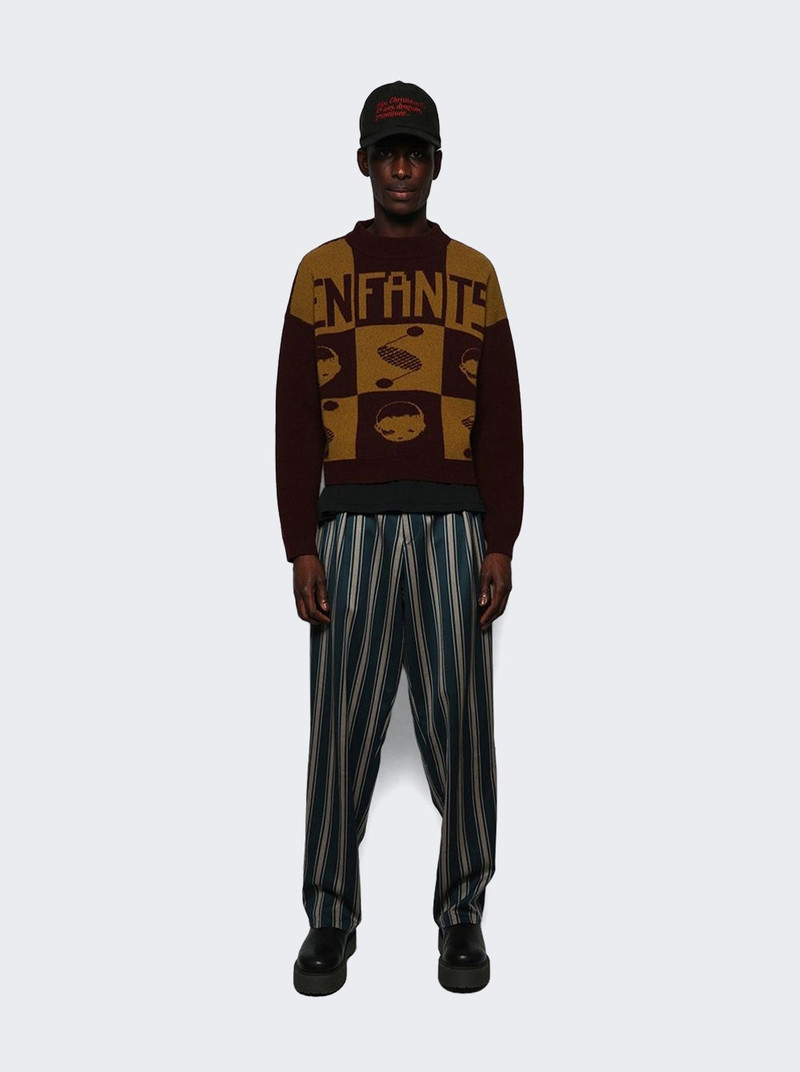 Enfants Riches Déprimés Enfants Logo Check Sweater Burgundy And Mustard outlook