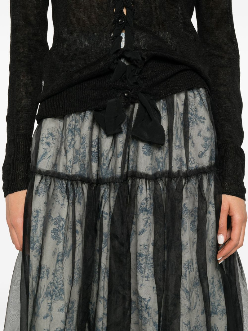 toile de Jouy tulle-overlay skirt 5