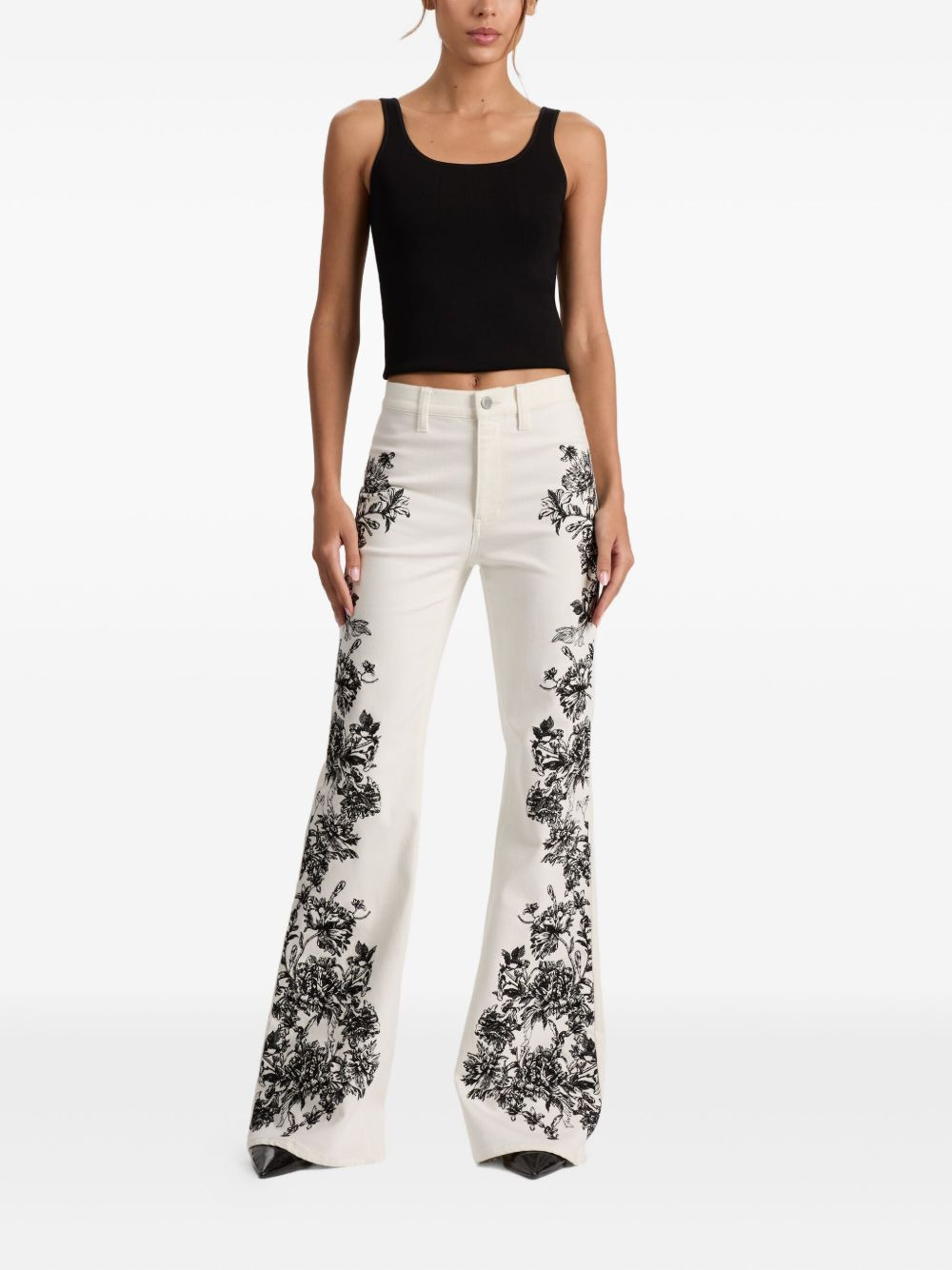 floral-print flared trousers - 2