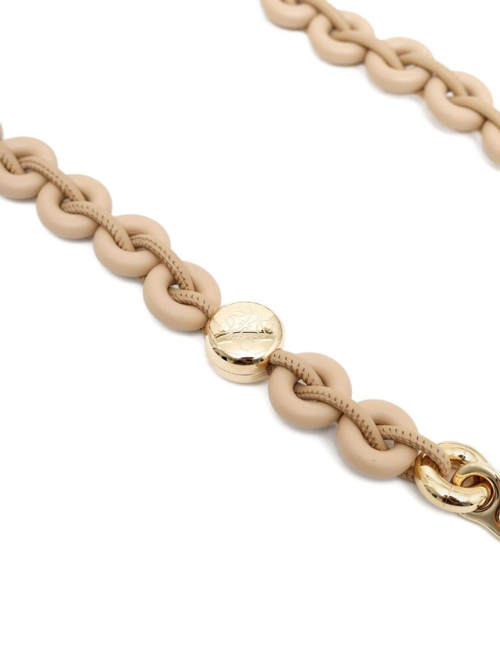 chain-link leather brooch - 2