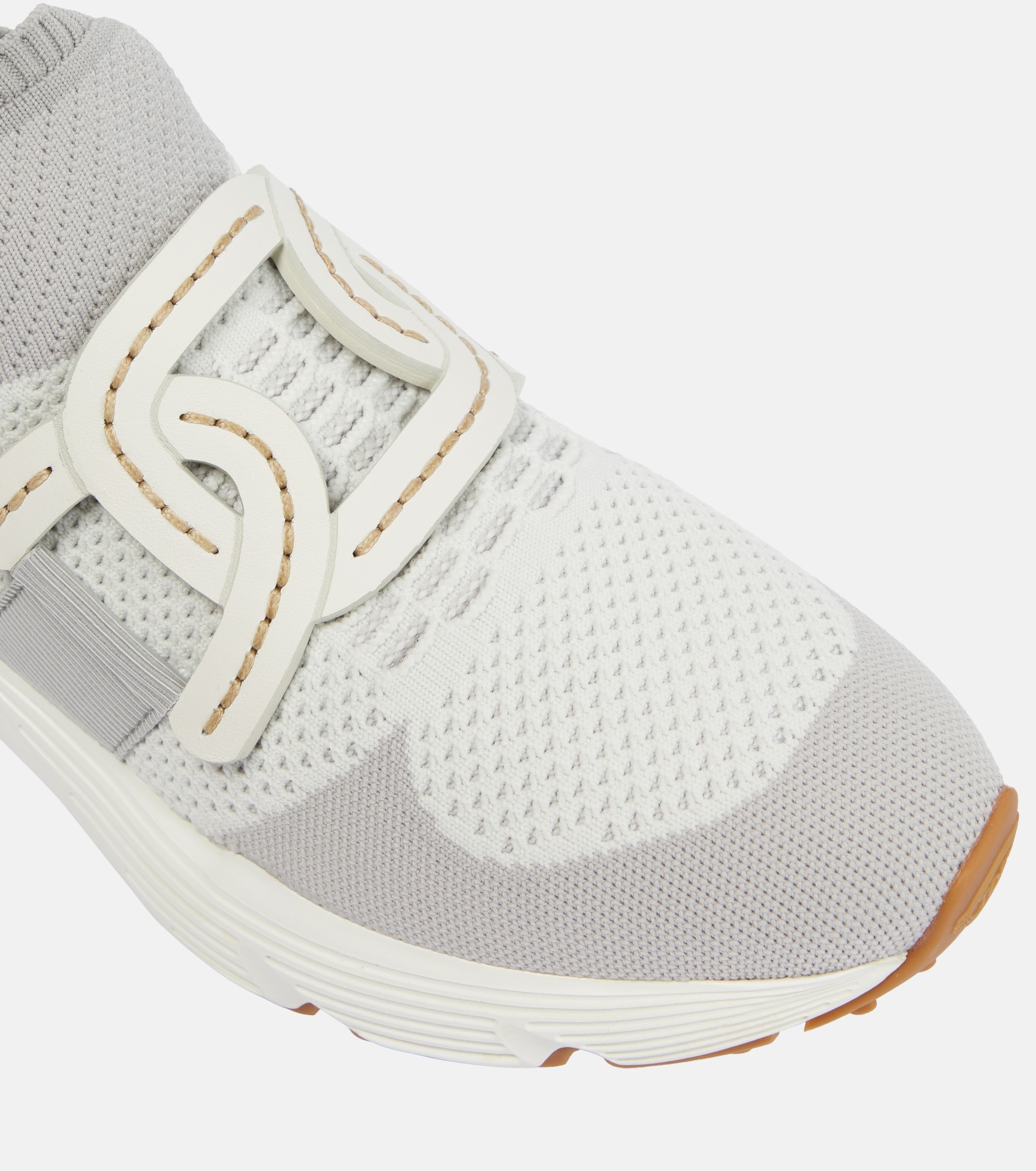 Leather-trimmed knit sneakers - 6