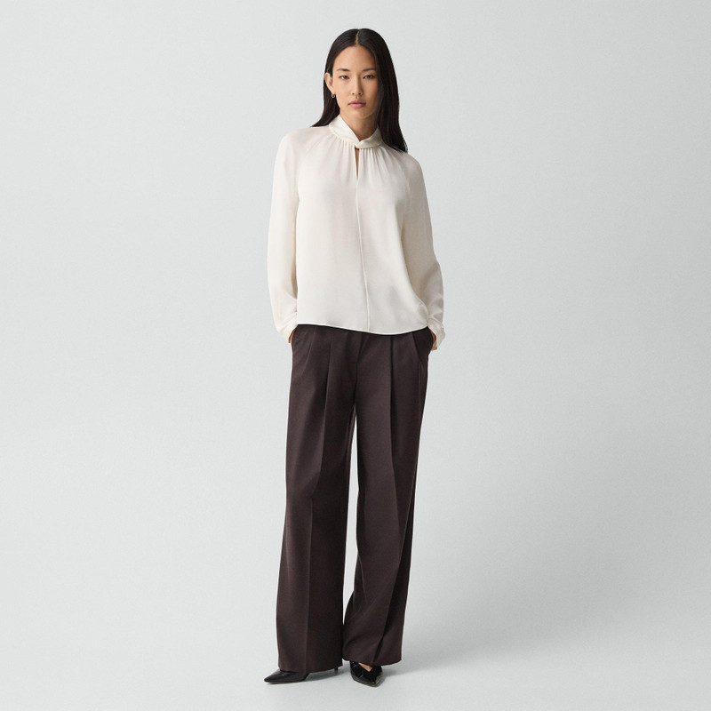 Theory Twist Neck Top in Silk Georgette outlook