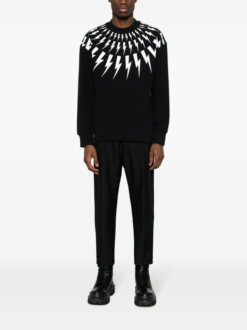 Thunderbolt-print cotton sweatshirt - 4