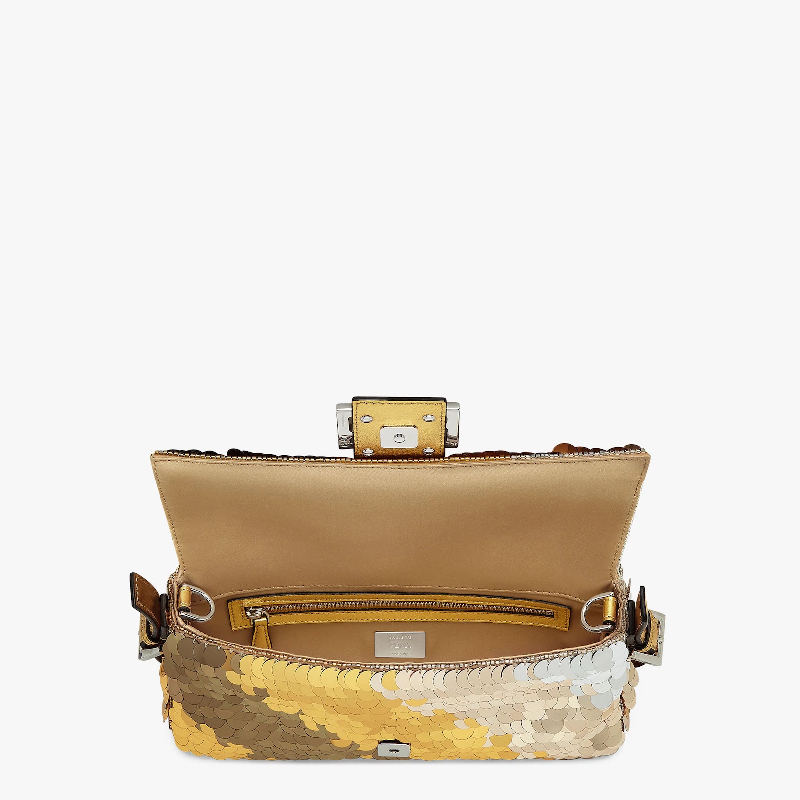 Medium 1997 Baguette bag with all-over metallic sequin embroidery in shades of gold creating a diago - 4