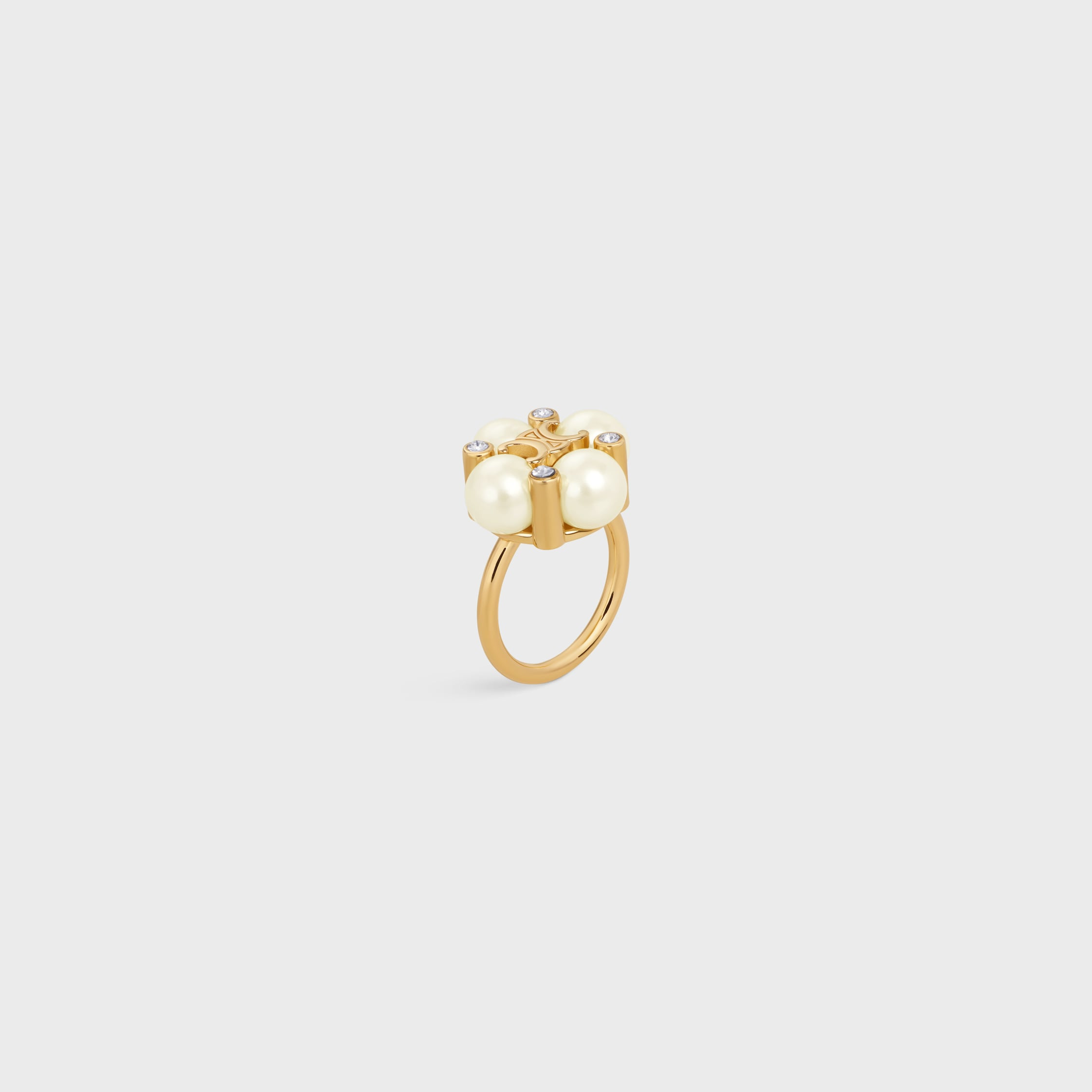 Les Perles Celine Ring in Strass, Resin Pearls and Brass with Gold Finish - 2