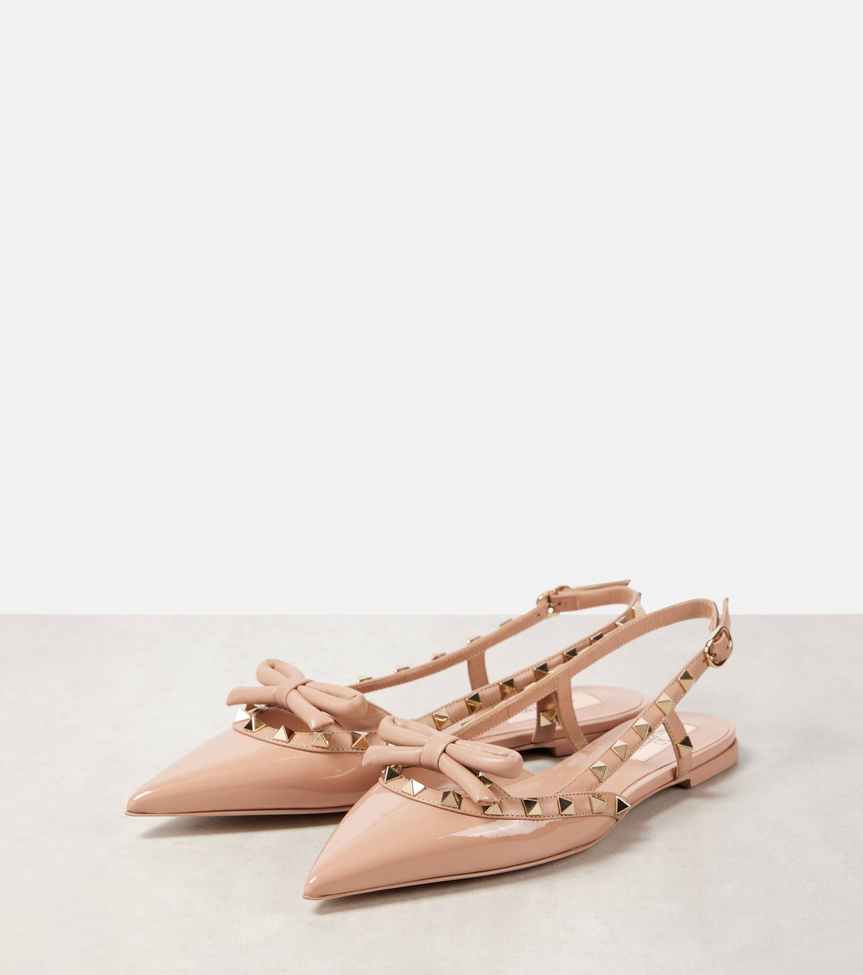 Rockstud Bow patent leather slingback flats - 4