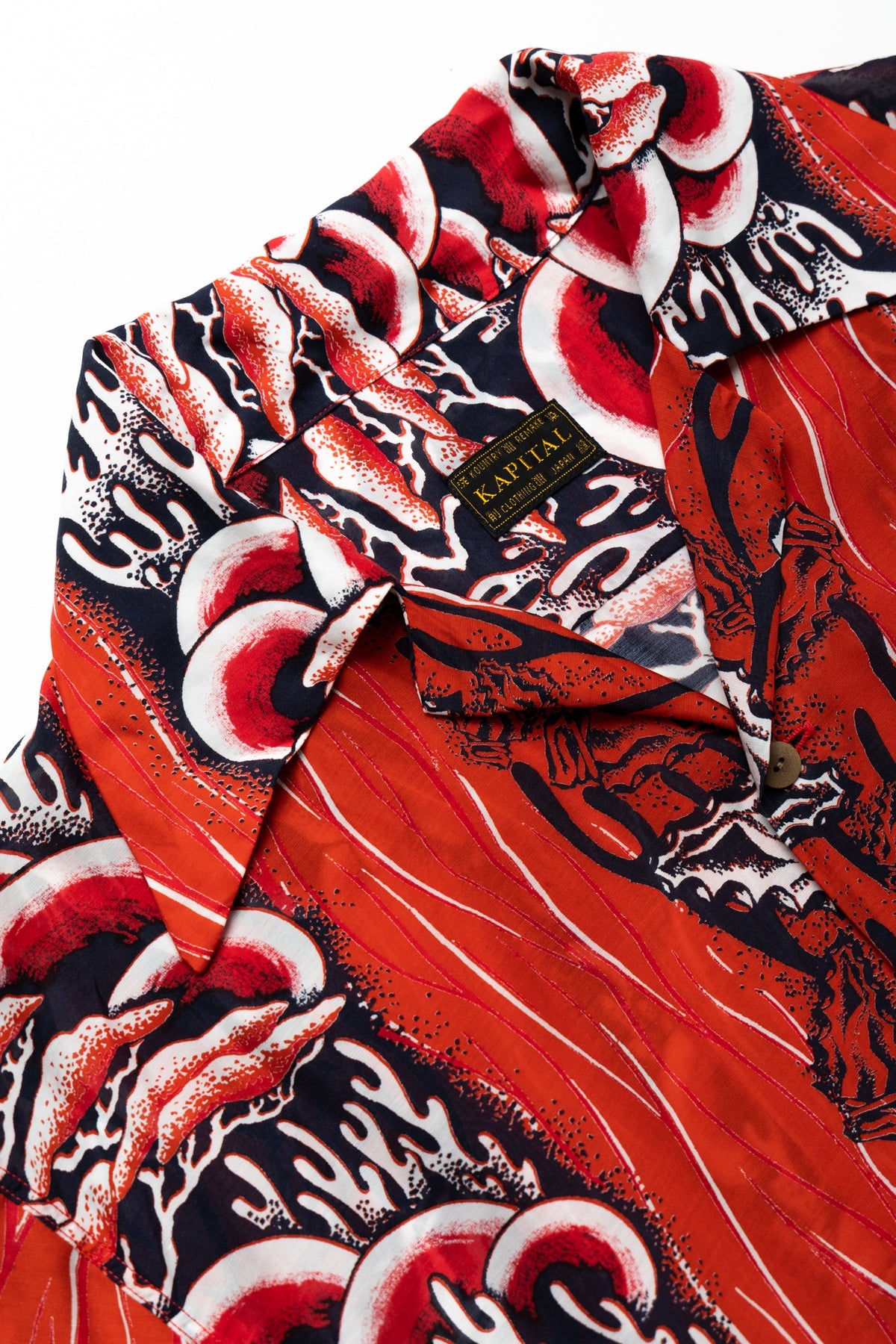 Silk Rayon SOUFFLE & ARROWHEAD WRANGLE Collar Aloha Shirt - Red - 6