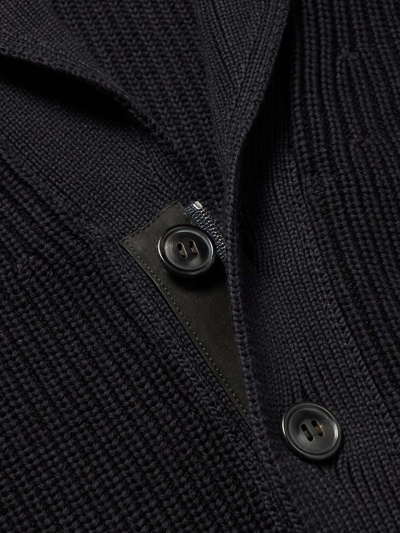 Shawl-Collar Ribbed Cotton and Silk-Blend Cardigan 5