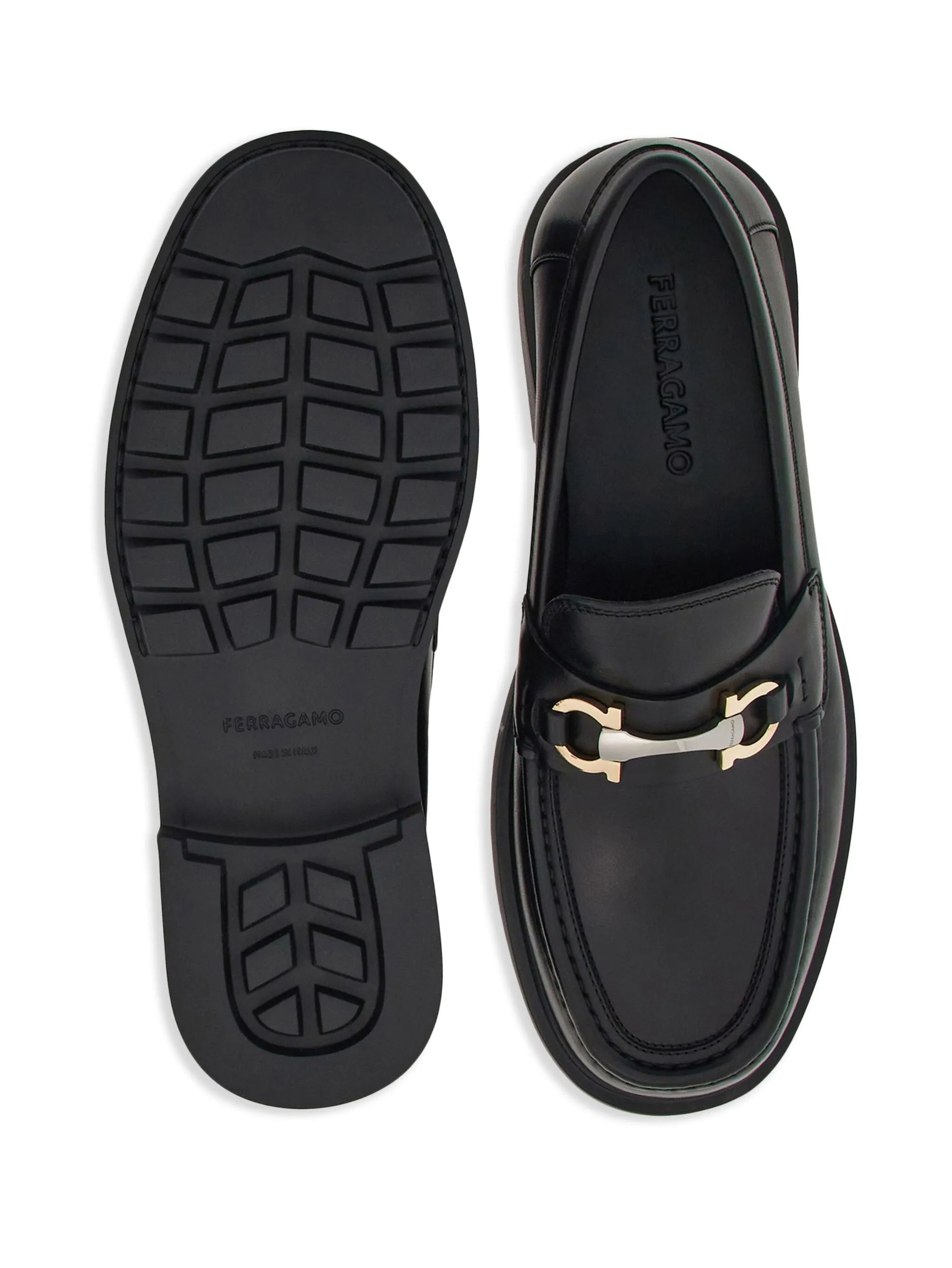 Gancini-plaque Leather Loafers - 3