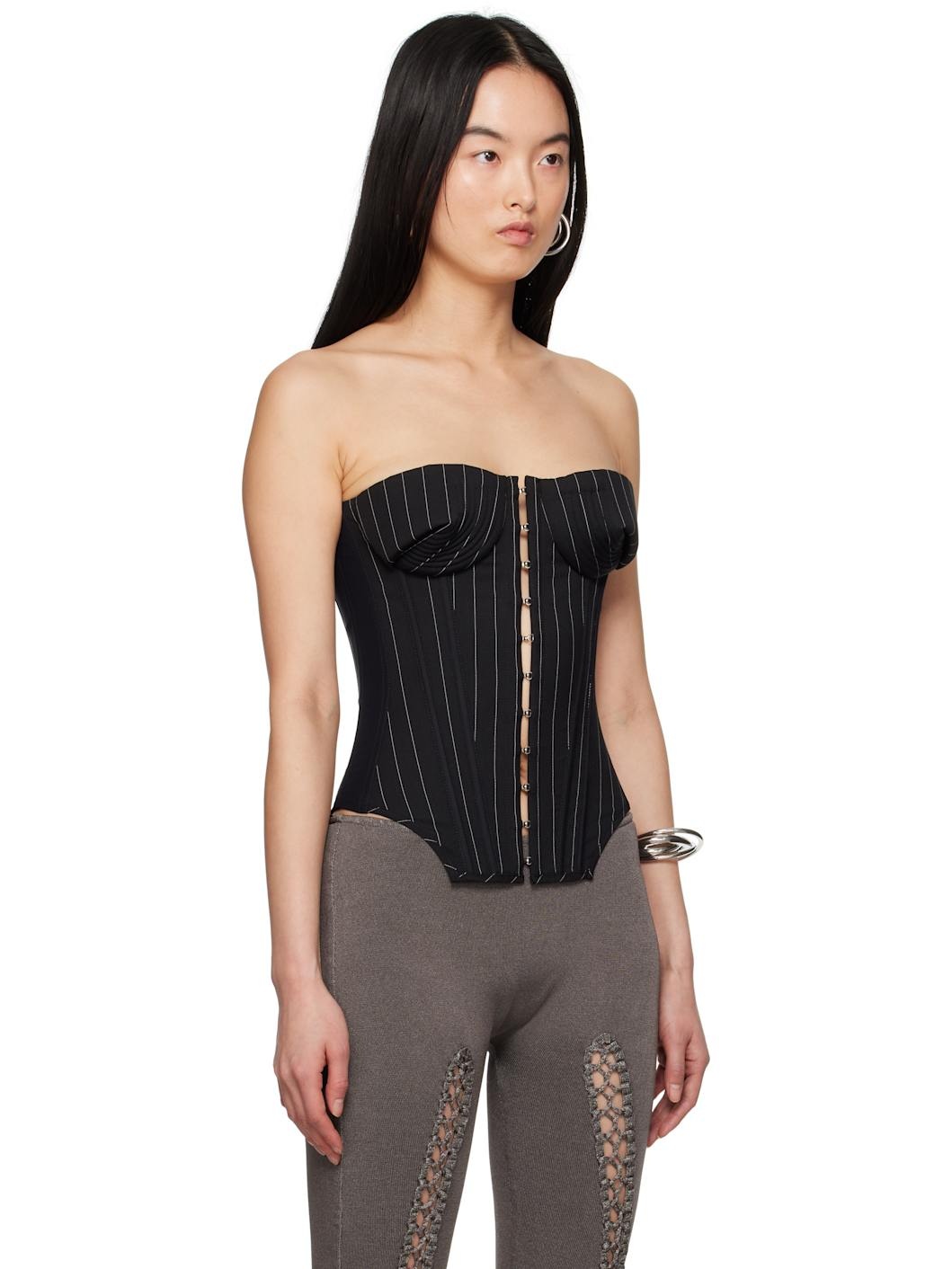 SSENSE Exclusive Black 'The Bi-Material Suit' Corset - 2