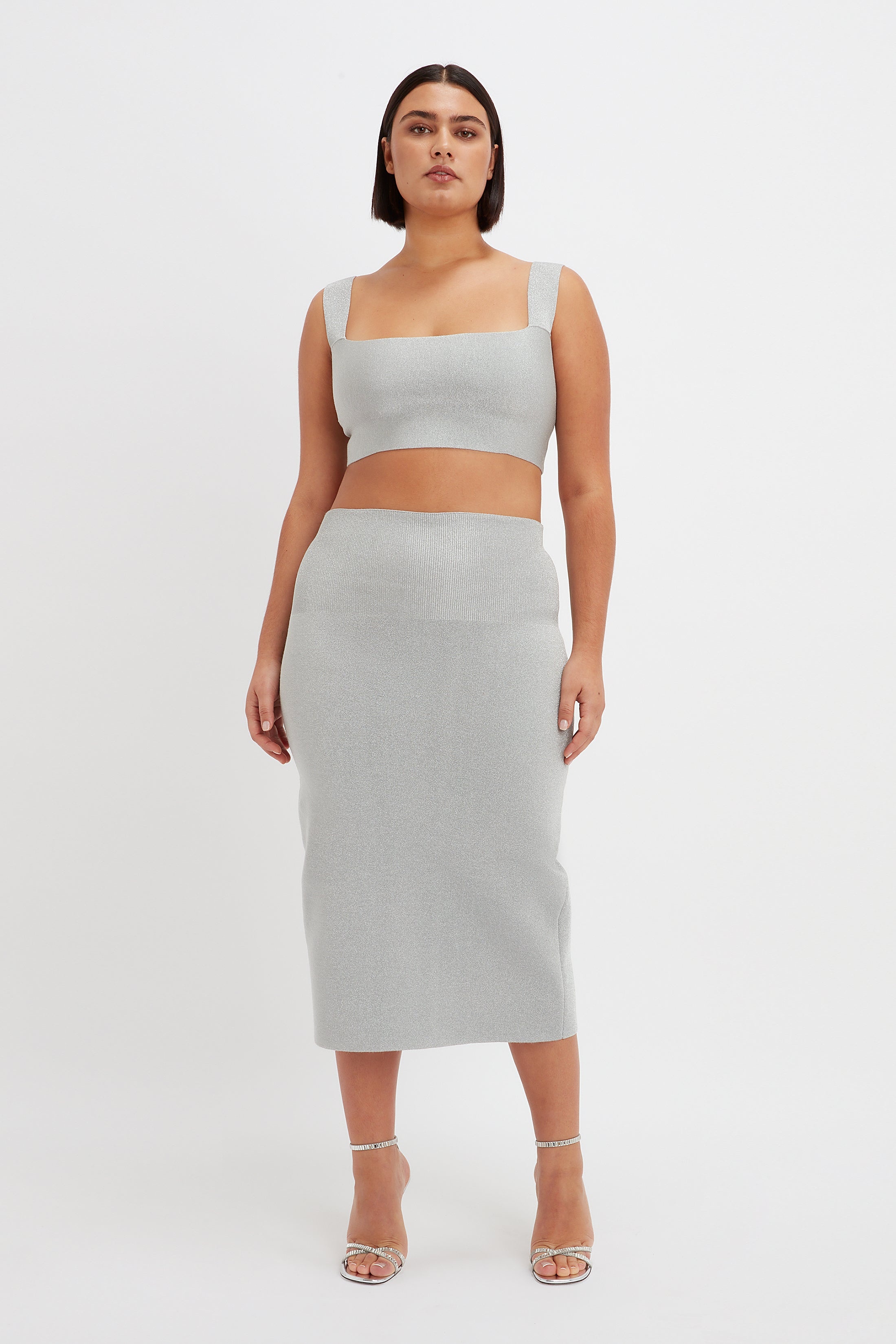 VB Body Strap Bandeau Top in Silver - 6