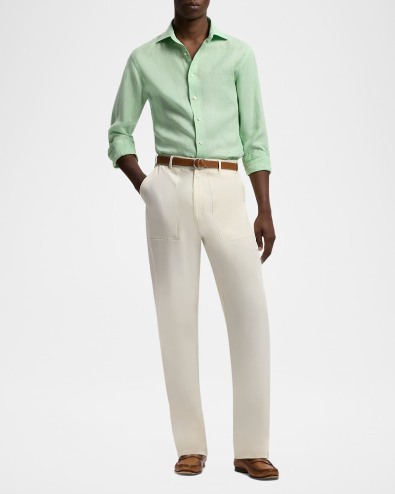 Ralph Lauren Men's Houndstooth Linen Button-Down Shirt outlook