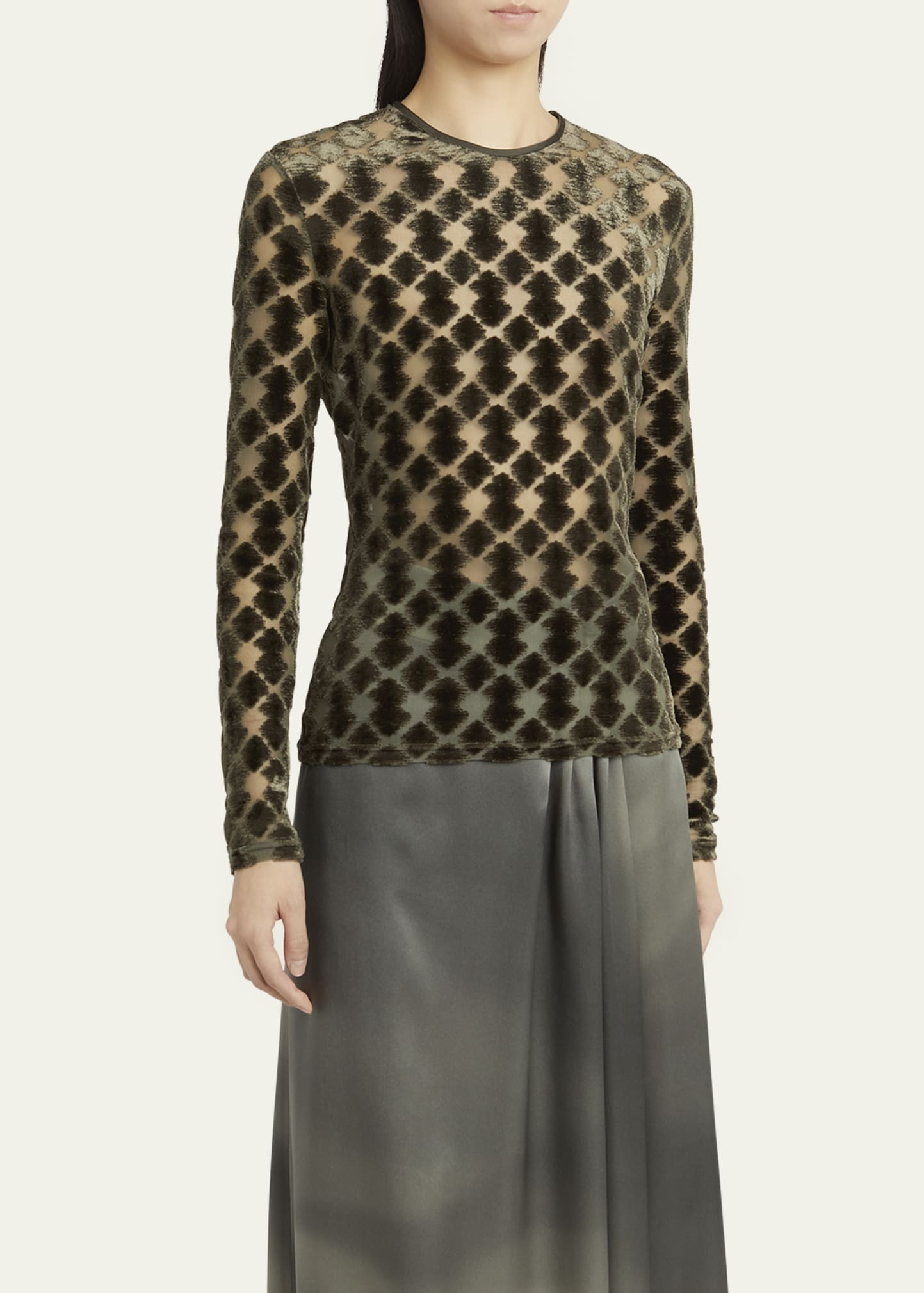 Velvet Jersey Jacquard Long-Sleeve Top - 4