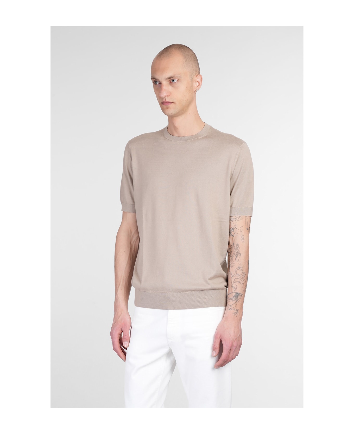 T-shirt In Taupe Cotton - 4