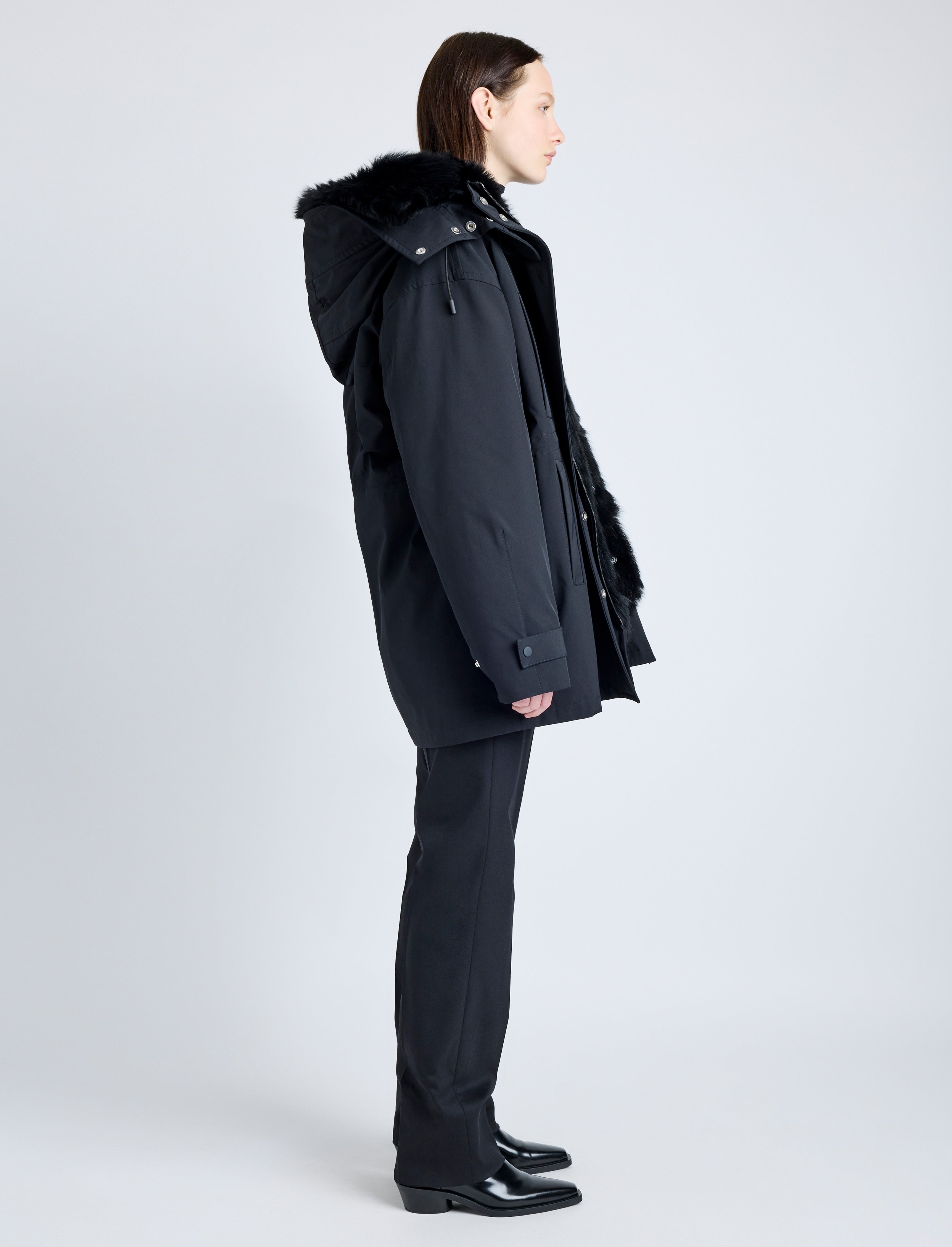 Wilder Coat in Stretch Nylon with Shearling Lining - 4