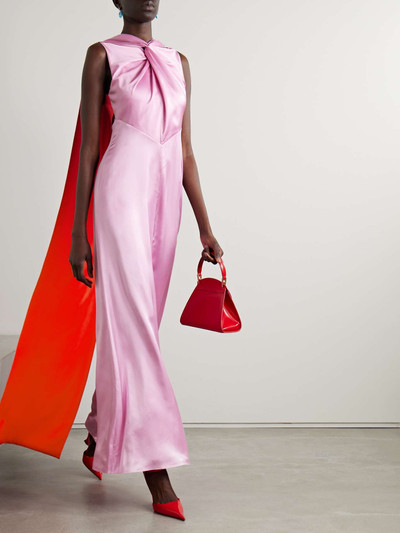 Roksanda Amanita cape-effect twist-front two-tone silk-satin gown outlook