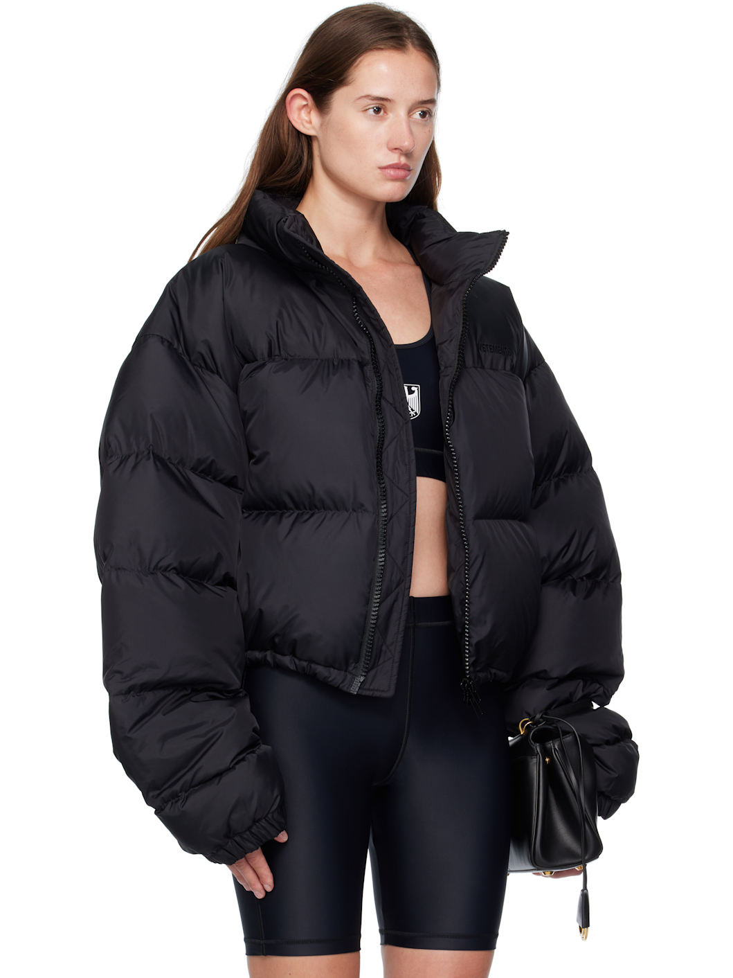 Black Double Logo Boxy Down Jacket - 2