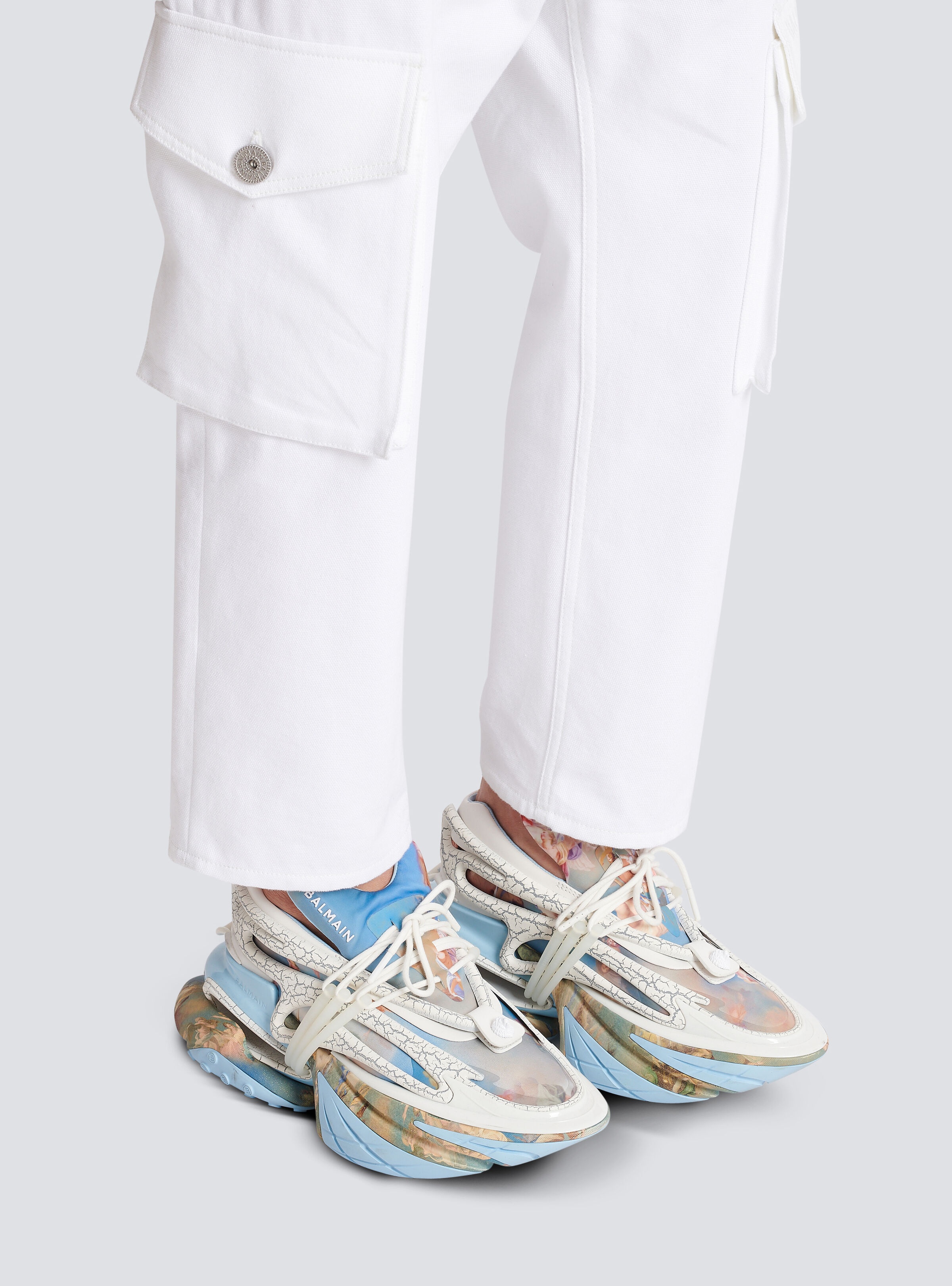 Unicorn trainers in Sky print neoprene and leather - 9