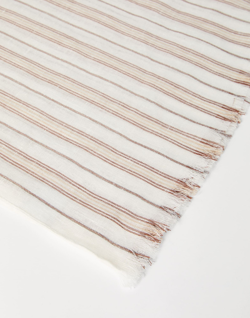 Brunello Cucinelli Sparkling striped linen scarf outlook