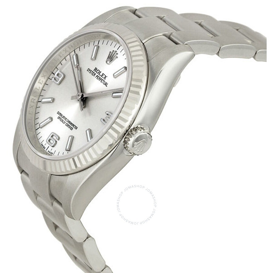 Pre-owned Rolex Oyster Perpetual Silver Dial Men's Watch 116034SASO - 2