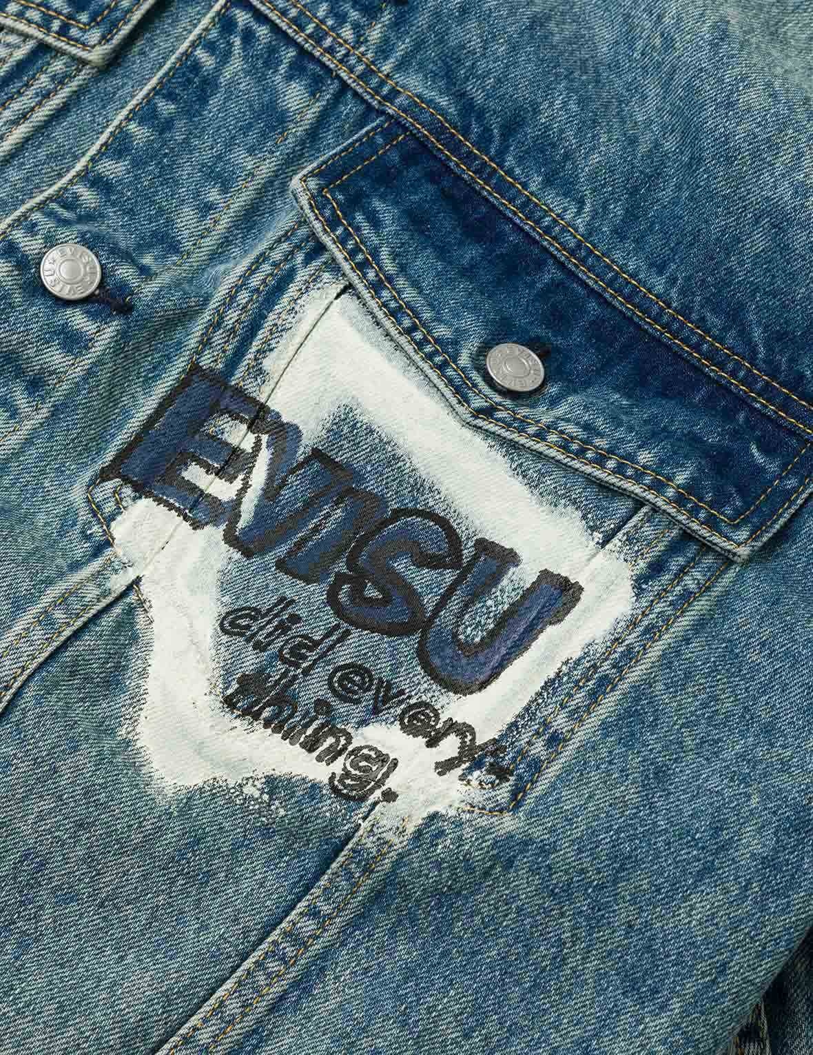 Graffiti Prints Regular Fit Denim Jacket - 8