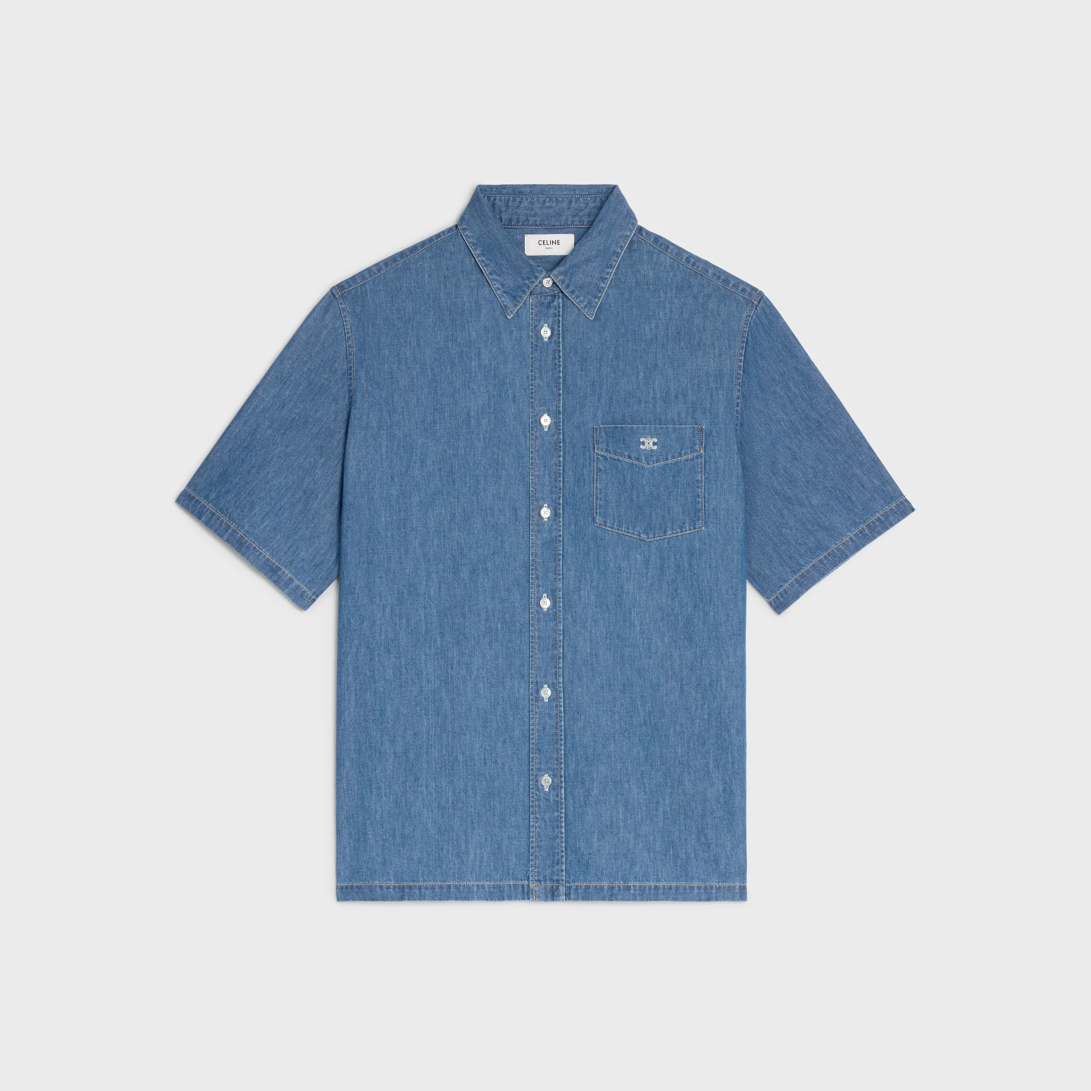 short-sleeved shirt IN cotton denim - 1