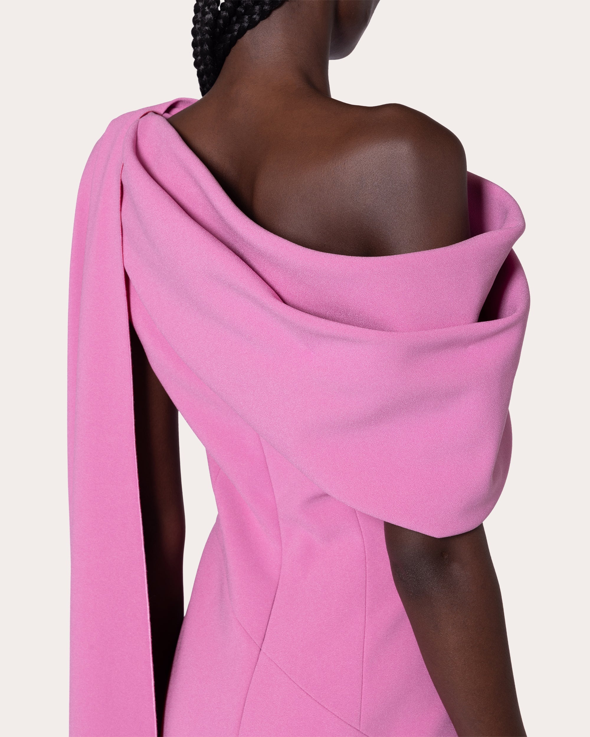Maite Crepe Asymmetric Cape Midi Dress - 3