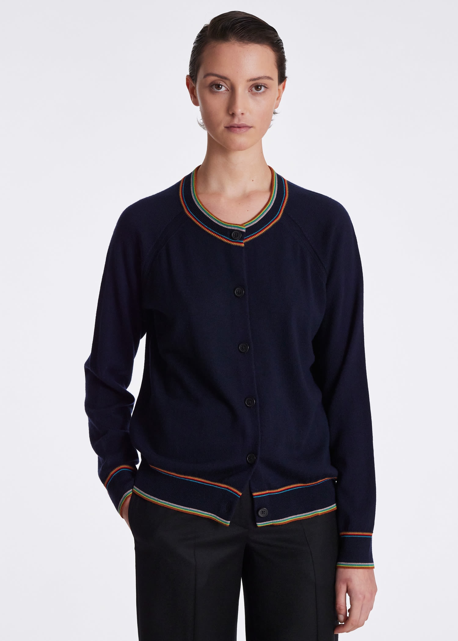 'Signature Stripe' Trim Cardigan - 4