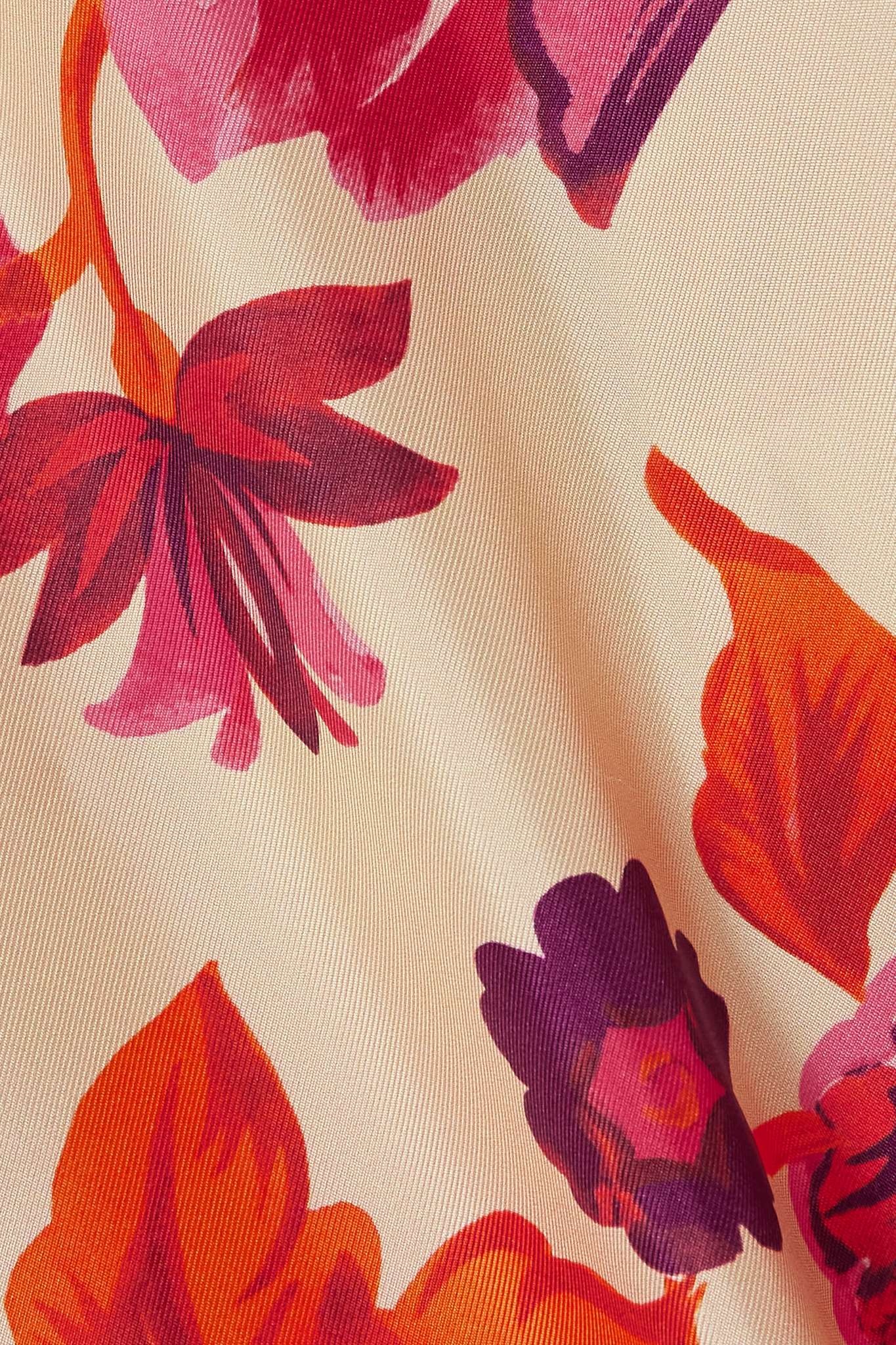 Floral-print silk-twill pajama pants - 5