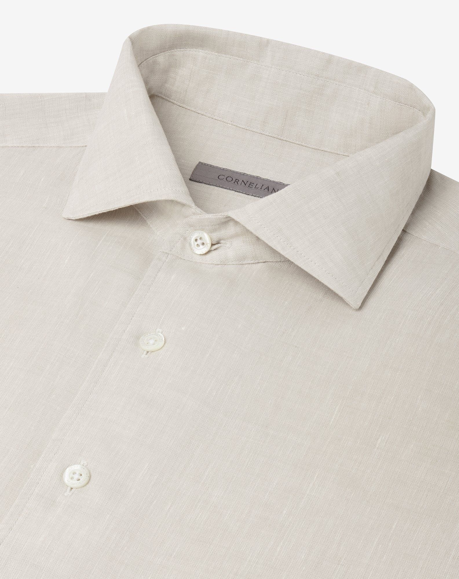 Sandy beige pure linen shirt - 4