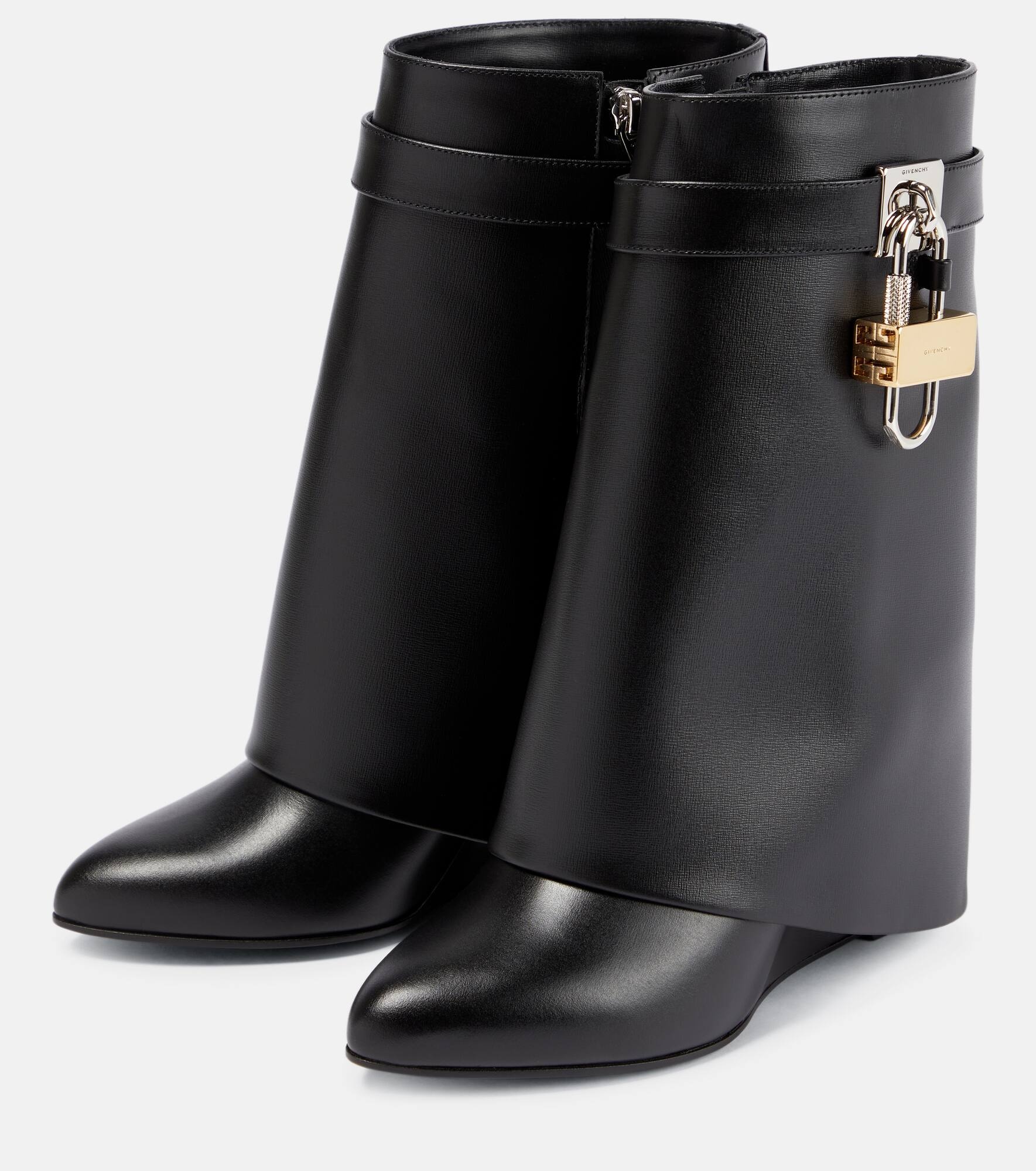Shark Lock leather ankle boots - 4