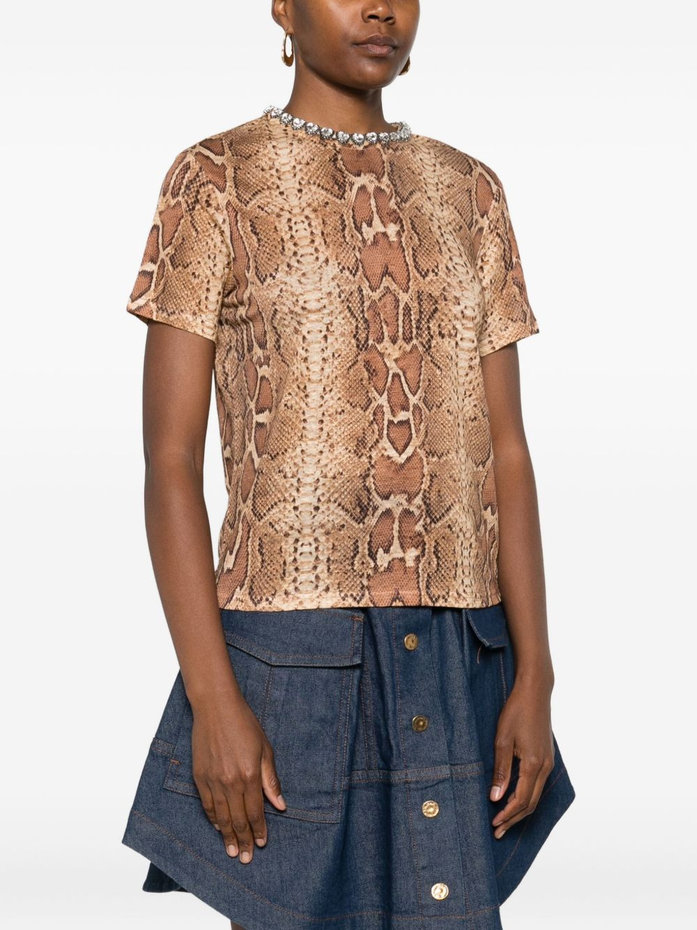 embellished snake-print T-shirt - 3