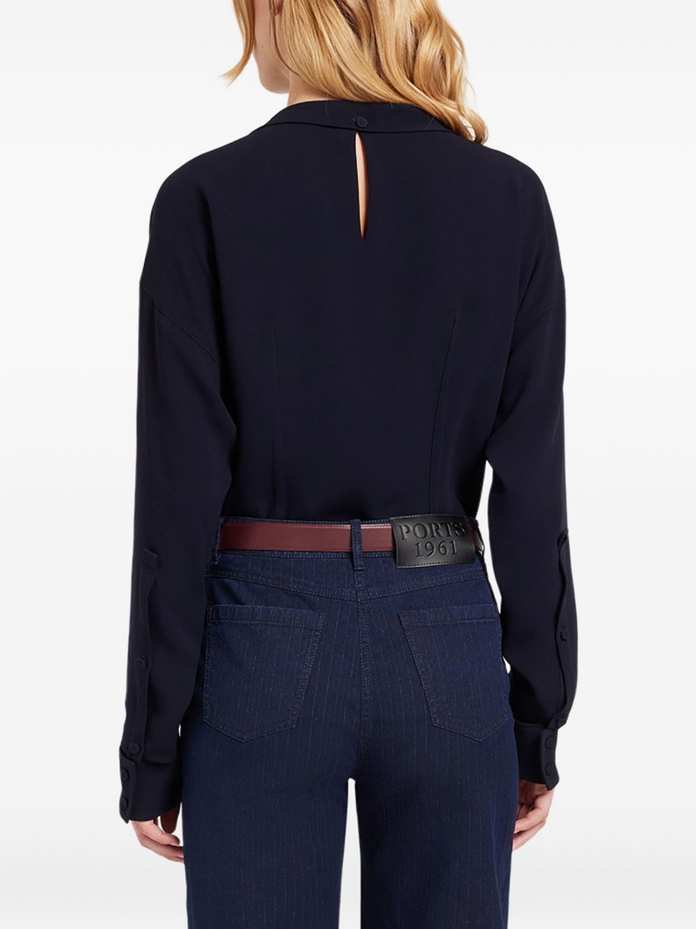tie-neck curved-hem blouse - 3