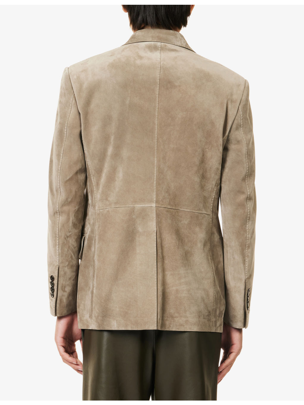 Dyllan Peak-Lapels Suede Blazer Jacket - 4