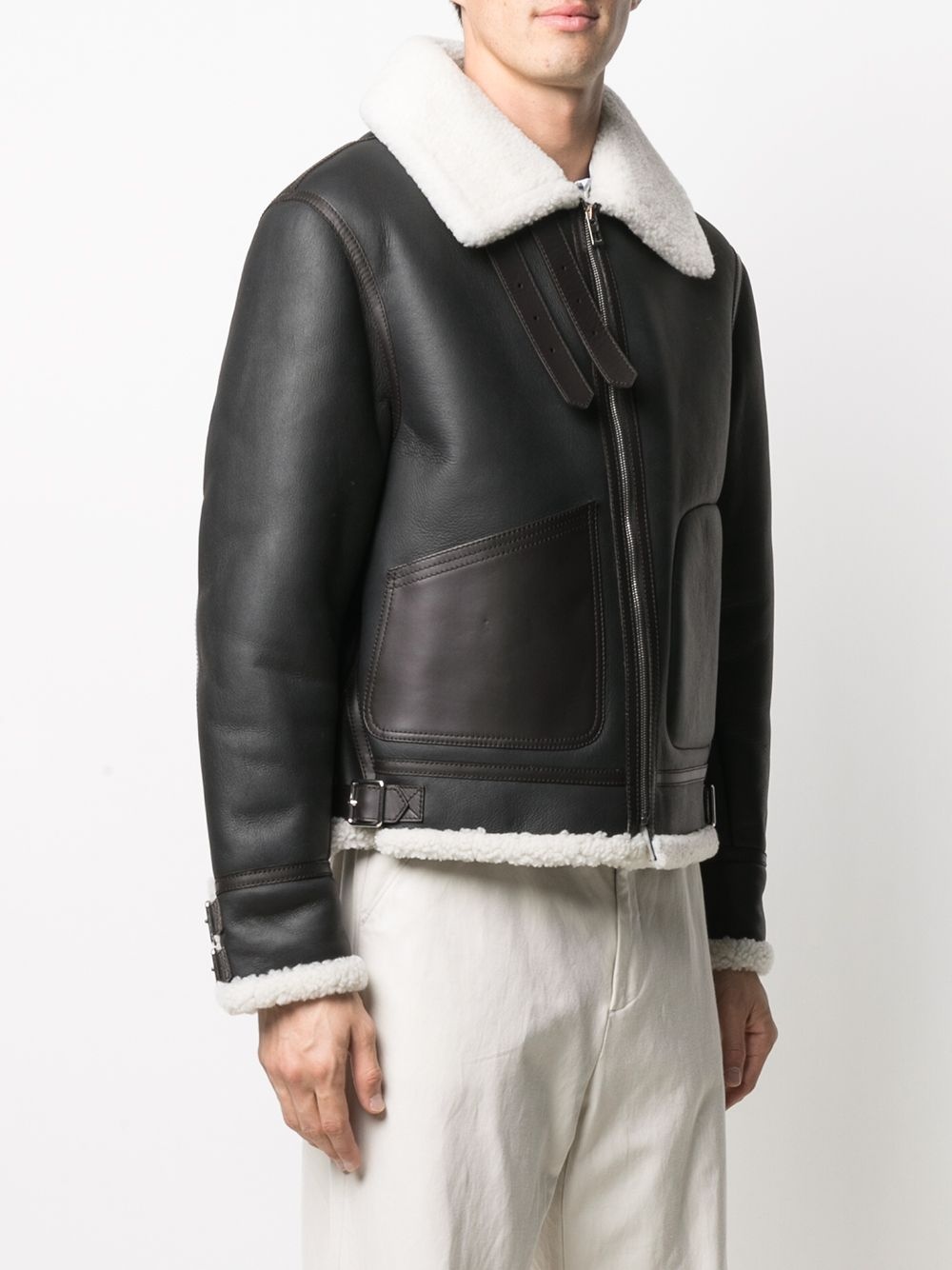 aviator shearling jacket - 3