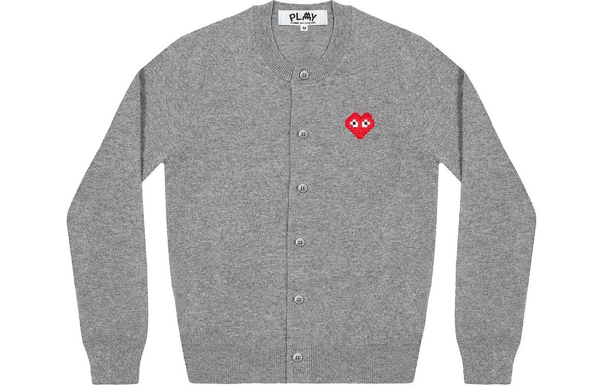 (WMNS) COMME des GARCONS PLAY Cardigan Invader Emblem 'Grey' AZ-N083-051-2 - 2
